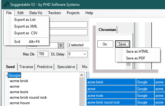 Suggestable.pro Export Data Formats